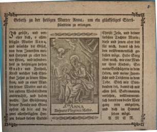 Gebeth zu der heiligen Mutter Anna, um ein glückseliges Sterbstündlein zu erlangen
