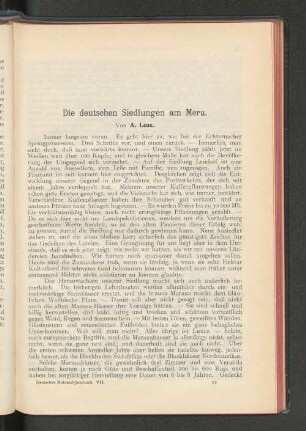 Die deutschen Siedlungen am Meru.