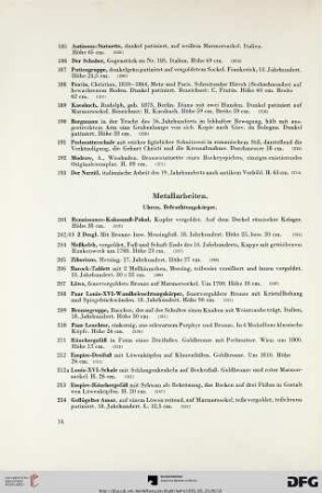 Metallarbeiten (Nr. 201-262)