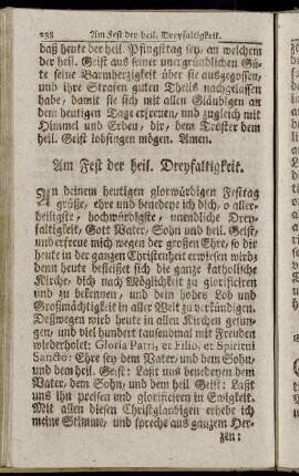 Am Fest der heil. Dreyfaltigkeit
