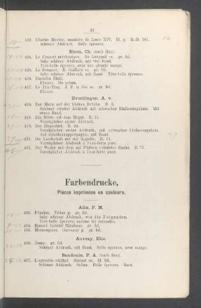 Farbendrucke, Pièces imprimées en couleurs