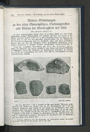Weitere Mitteilungen zu den alten Stavenplätzen, Siedlungsresten und Wällen bei Wenningstedt auf Sylt