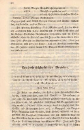 Landwirthschaftliche Berichte.