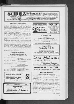 Spielplan Januar 1981