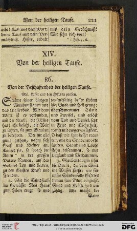 XIV. Von der heiligen Taufe