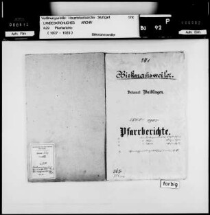 Baltmannsweiler-Baach-Höfen: Pfarrberichte und Pfarrbeschreibungen