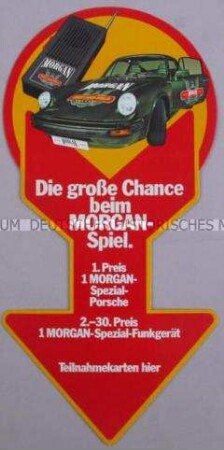 Werbeschild (Pfeil) für "Morgan"-Zigaretten