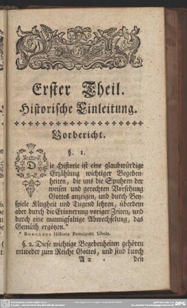 Erster Theil. Historische Einleitung