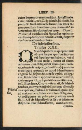 De fideiussoribus. Titulus XXII.