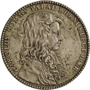 Medaille auf die Ausübung des Ehrenamtes eines Rector magnificus an der Universität Heidelberg durch Kurprinz Karl, 1660