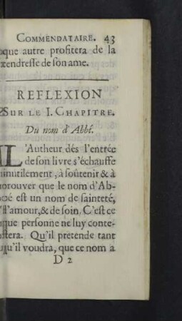 Reflexion sur le I. Chapitre - VI. Chapitre.