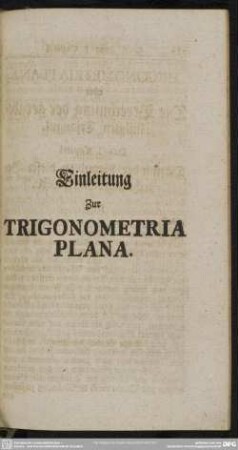 Einleitung Zur Trigonometria Plana