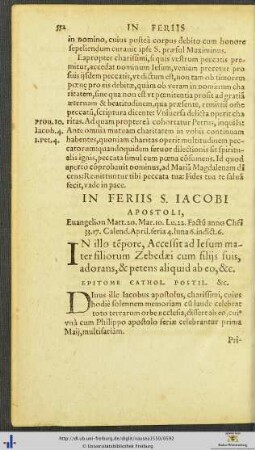 In Feriis Sancti Iacobi Apostoli