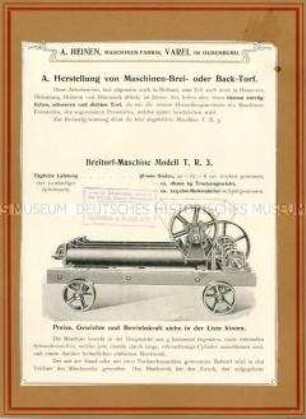 Herstellung von Maschinen-Brei- oder Back-Torf