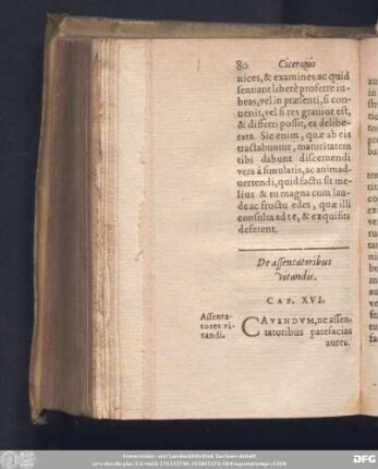 De assentatoribus vitandis. Cap. XVI.
