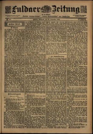 Erste Ausgabe vom Mittwoch, den 26. November 1902.