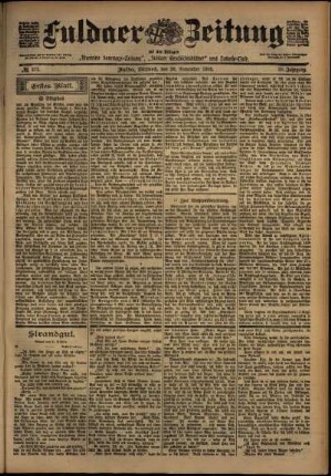 Erste Ausgabe vom Mittwoch, den 26. November 1902.