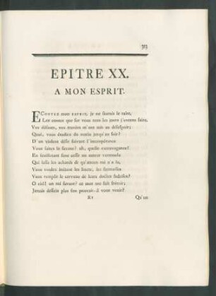 Epitre XX. A Mon Esprit.
