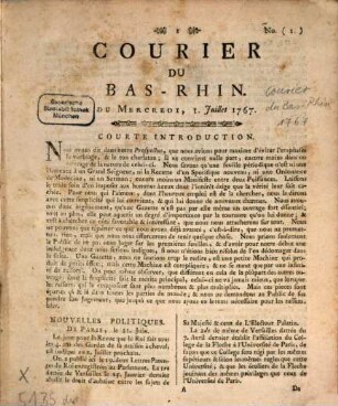 Courier du Bas-Rhin. 1767