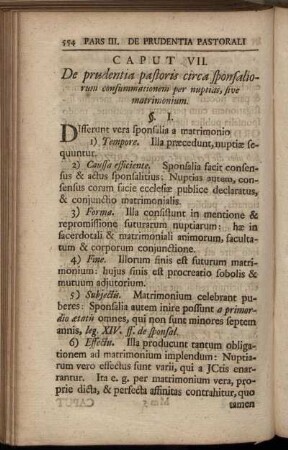 Caput VII. De prudentia pastoris circa sponsaliorum consummationem per nuptias, sive matrimonium.