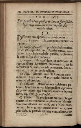 Caput VII. De prudentia pastoris circa sponsaliorum consummationem per nuptias, sive matrimonium.