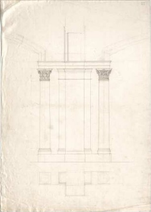 Neureuther, Gottfried von; Würzburg; Universitätsbibliothek - Säulen (Grundriss, Ansicht)