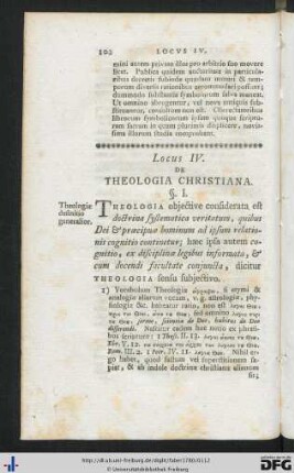 Locus IV. De Theologia Christiana.