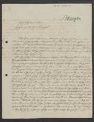 Brief von Friedrich Meyer an Unbekannt