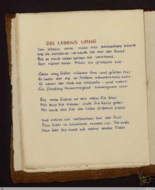 Des Lebens Urne : [SW XV: h1]; [SW XV, S. 23/133-134]