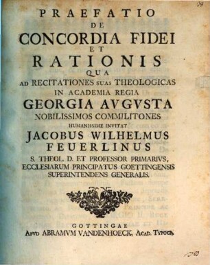 Praefatio De Concordia Fidei Et Rationis