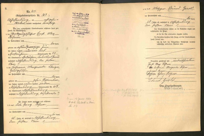 Standesamtsbuch der Stadt Aschaffenburg: Eheschließungen 252/1930 - 130/1931