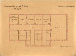 Klumpp, Karl F. A.; Geisenfeld; Schrannen- und Knabenschul-Gebäude - Grundriss 1. OG