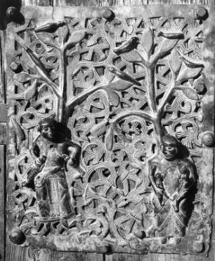 Bildfeld mit stillender Mutter : Bildfeld mit stillender Mutter. Bronze (vor 1138). Verona, Kirche San Zeno Maggiore, Westfassade, Portal, Tür