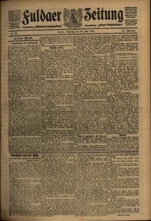 Erste Ausgabe vom Dienstag, den 27. Juli 1909.