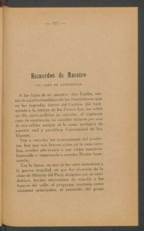 Recuerdos de maestro : Un caso de conciencia