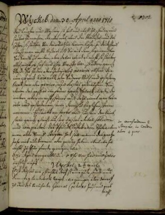 Wijckel 30. April 1710