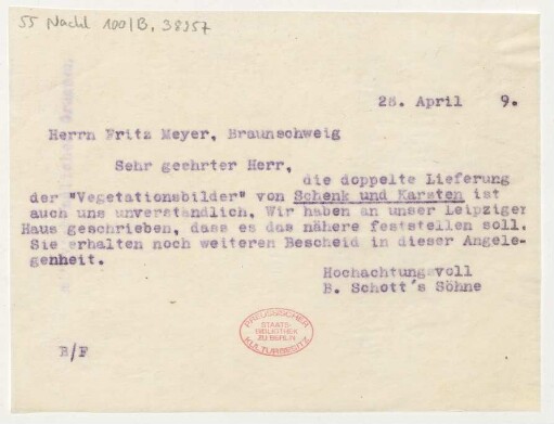 Brief an Fritz Meyer : 28.04.1919