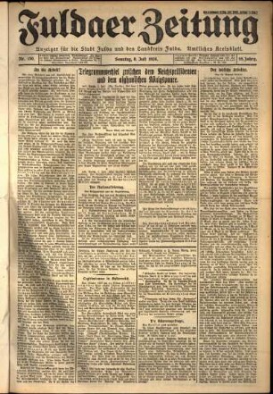 Erste Ausgabe vom Sonntag, den 08. Juli 1928.