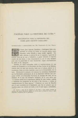 Páginas para la historia de Cuba : Documentos para la biografía del padre José Agustín Caballero