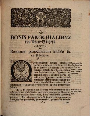 Dispvtatio Ivris Ecclesiastici, De Bonis Parochialibvs, Von Pfaar-Güthern