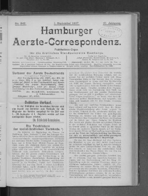 Die Triebfedern der sozial-ärztlichen Verbände.