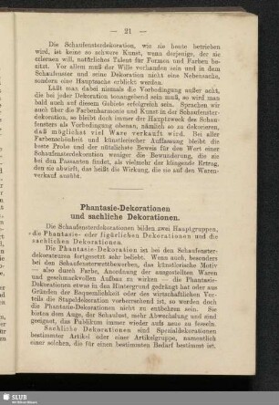 Phantasie-Dekorationen und sachliche Dekorationen