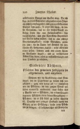 Siebenter Abschnitt. Pflichten des gemeinen Feldjägers. im allgemeinen, und einzelnen.