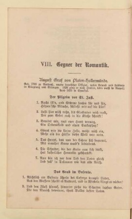 VIII. Gegner der Romantik