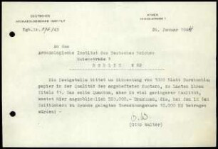 O. Walter an DAI Zentrale