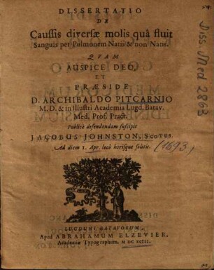 Dissertatio De Caussis diversae molis qua fluit Sanguis per Pulmonem Natis & non Natis