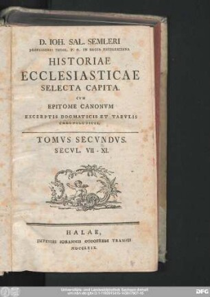 Tomvs Secvndvs.: Secvl. VII- XI.