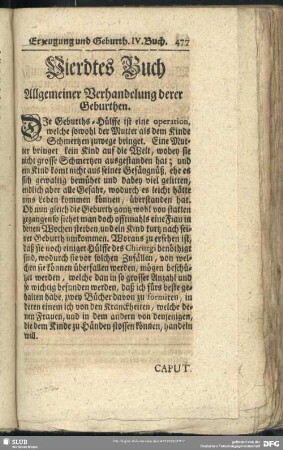 Vierdtes Buch Allgemeiner Verhandelung derer Geburthen