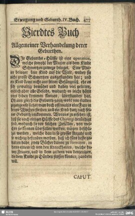 Vierdtes Buch Allgemeiner Verhandelung derer Geburthen