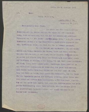 Brief an Fritz Fleck : 04.11.1920